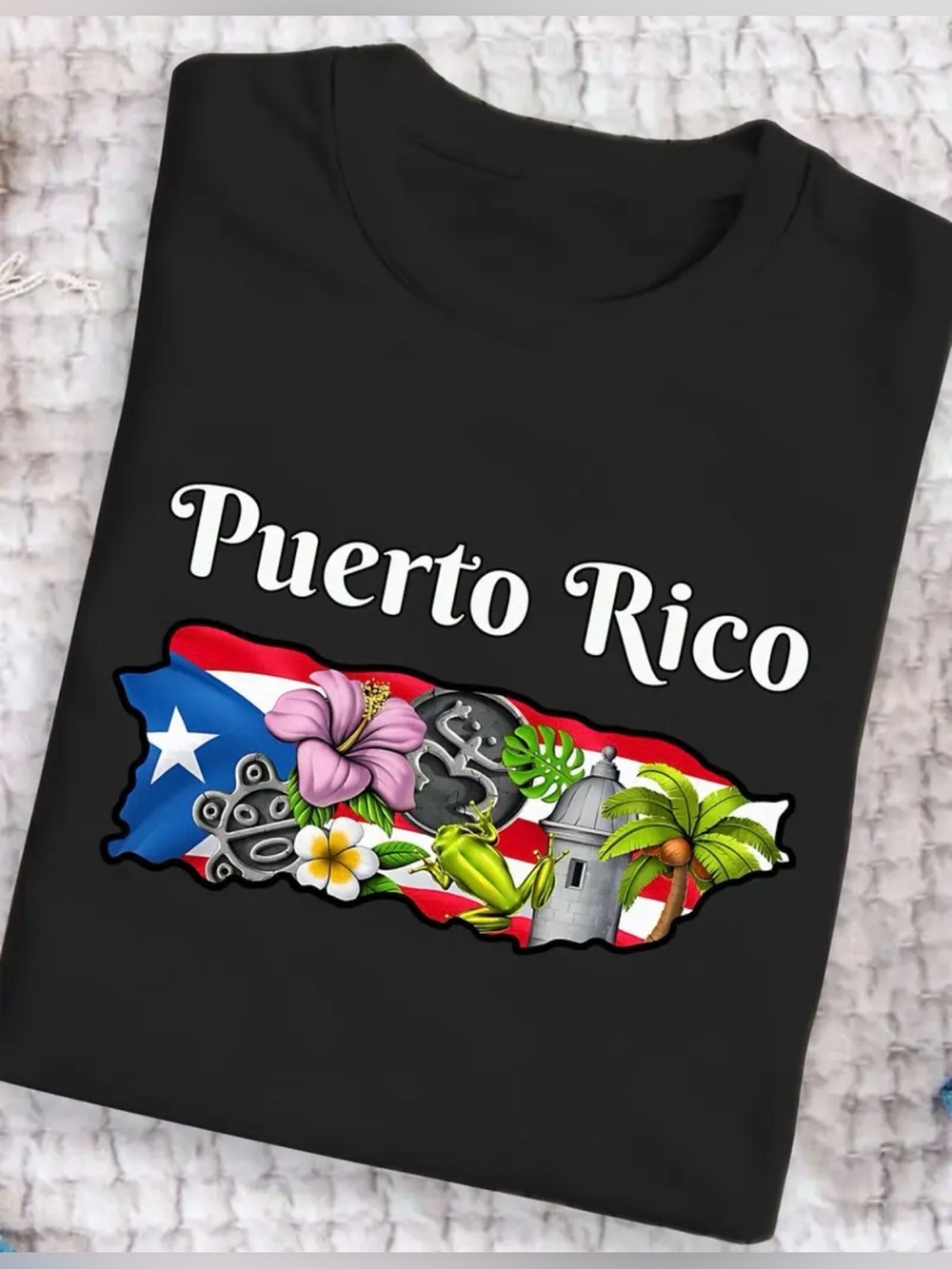 Puerto Rico Graphic Unisex Tee - Black 100% Cotton NWOT - Picture 3 of 3